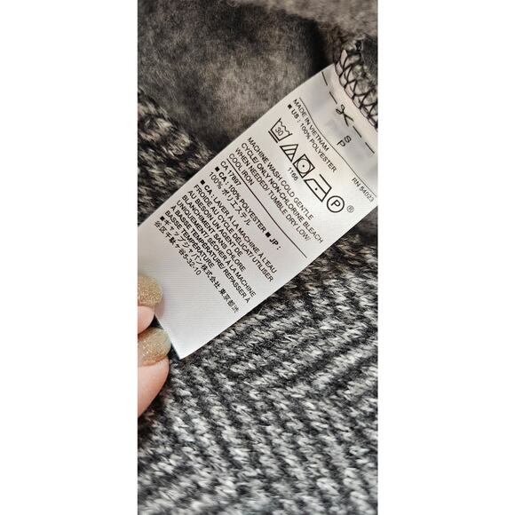 Banana Republic Herringbone Asymmetric‎ Zip Up Fleece Jacket Women Size S Gray - Picture 7 of 7